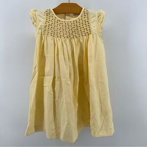 Edgehill Collection Smocked Baby Dress - Pale Yellow with lavender rosettes